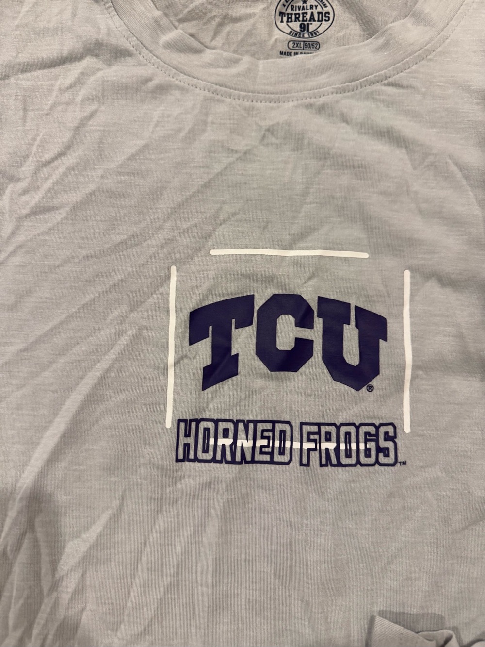 Rivalry Threads TCU Light Gray and Purple Graphic Tee